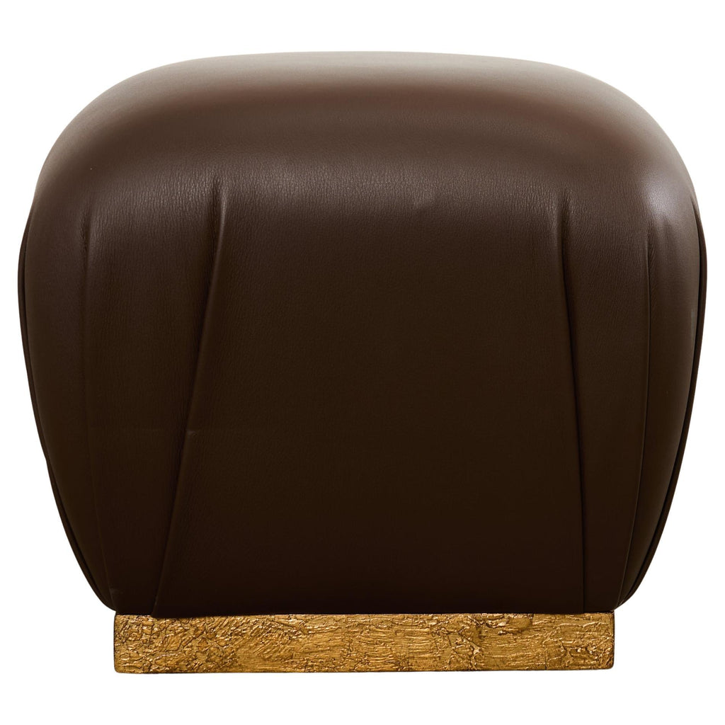Karl Springer Style Leather Ottoman Pouf Stool