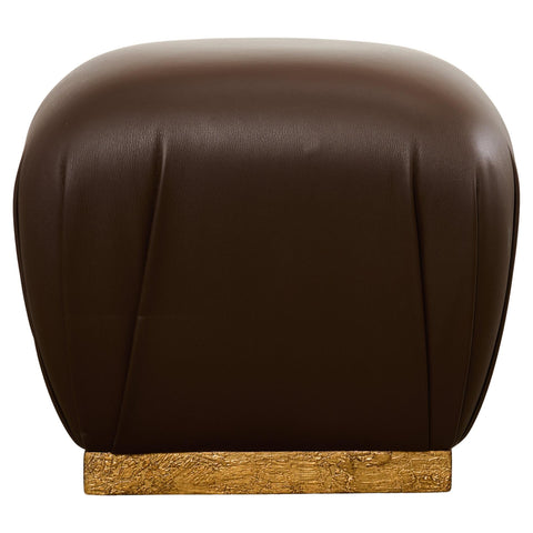 Karl Springer Style Leather Ottoman Pouf Stool