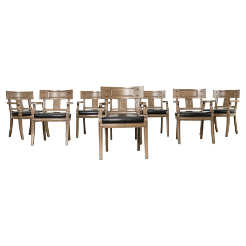 Set of Eight Michael Taylor Style Klismos Dining Armchairs