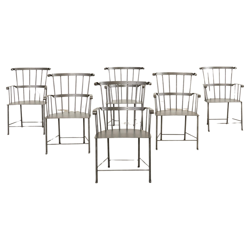 Set of Six Iron Windsor Chairs by Munder Skiles