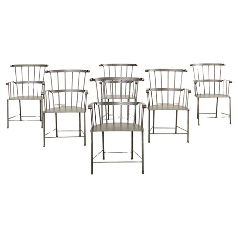 Set of Six Iron Windsor Chairs by Munder Skiles