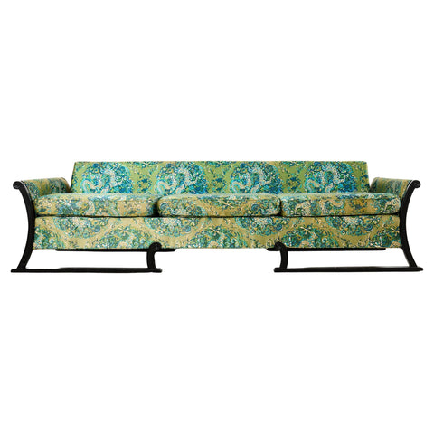 Midcentury James Mont Style Lacquered Gondola Dragon Sofa