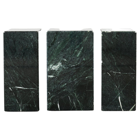 Trio of Italian Verdi Alpi Marble Pedestal Stands 41"h