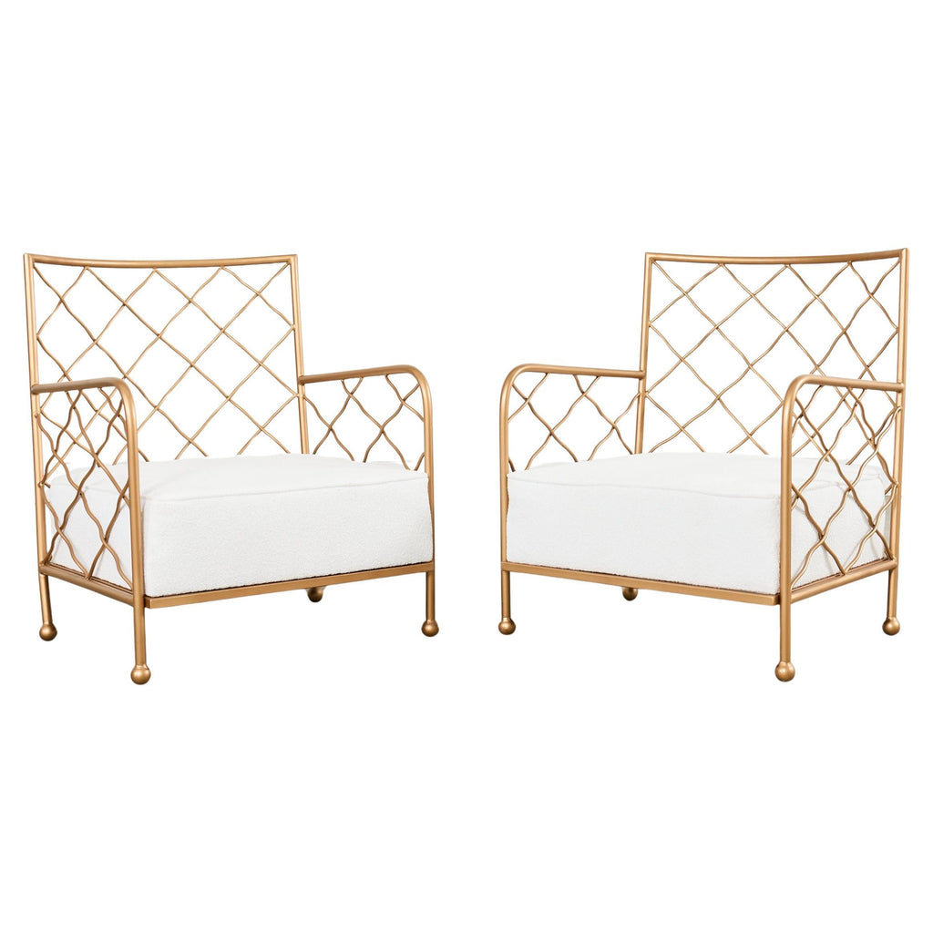 Pair of French Midcentury Gilt Iron Maison Jean Croisillon Armchairs