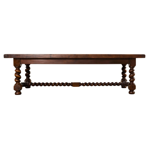 Country French Oak Farmhouse Barley Twist Trestle Dining Table