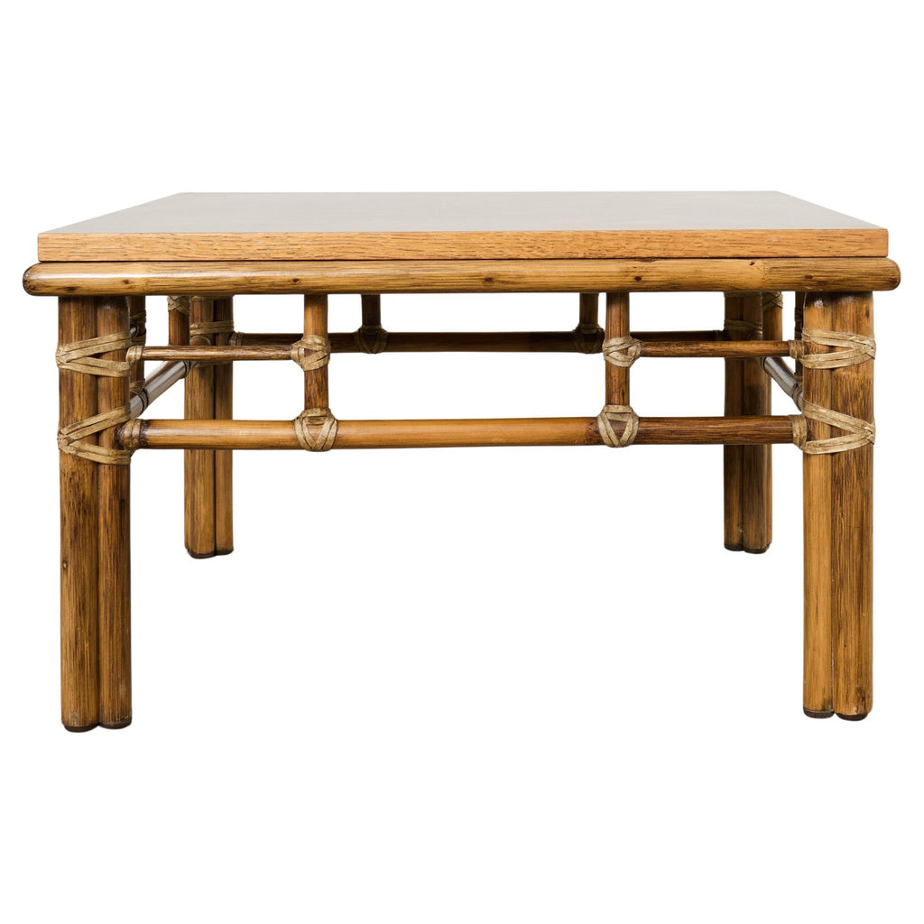 McGuire Organic Modern Rattan Oak Cocktail Coffee Table