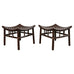 Pair of McGuire Laced Leather Rawhide Rattan Ottoman Stools