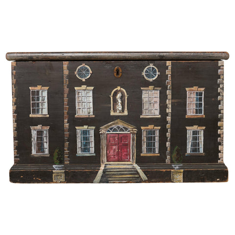 19th Century Country English Chest with House Facade