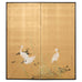 Japanese Showa Two Panel Screen Egrets in Grass