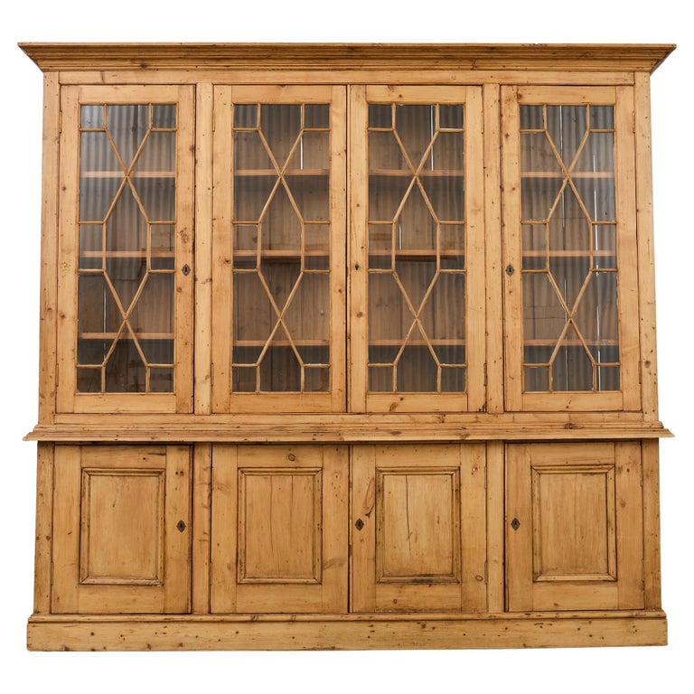 English George III Style Pine Astral Glazed Bibliotheque Bookcase