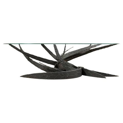 Silas Seandel Brutalist Iron Torch Cut Cocktail Table