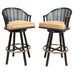 Pair of McGuire Lacquered Rattan Cane Swivel Barstools