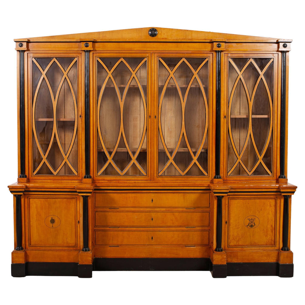 19th Century Austrian Biedermeier Fruitwood Bibliotheque Bookcase