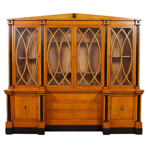 19th Century Austrian Biedermeier Fruitwood Bibliotheque Bookcase