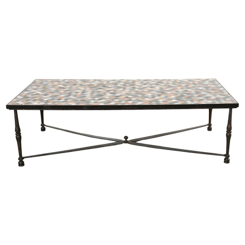 Monumental Italian Mosaic Marble Top Specimen Cocktail Table