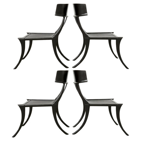 Set Four Michael Taylor Metal Klismos Garden Chairs