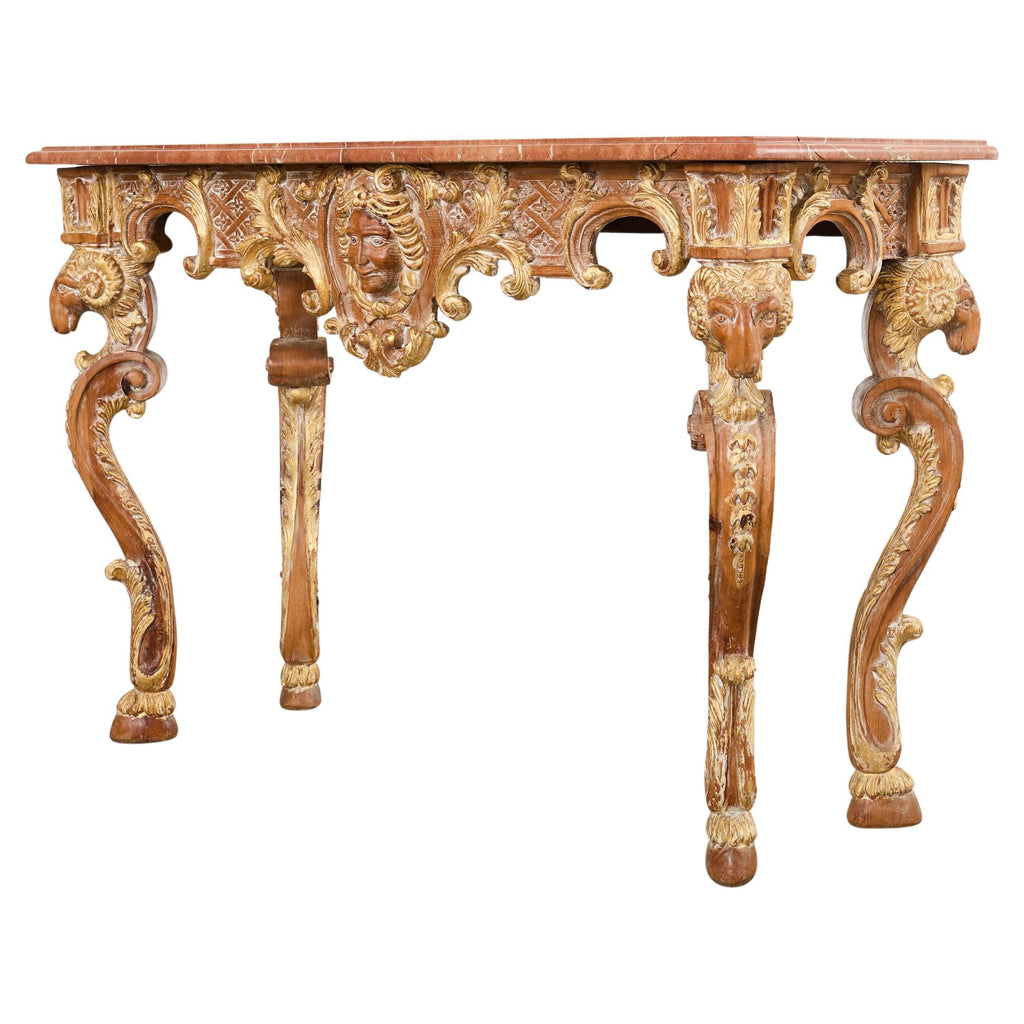 Italian Baroque Style Marble Top Console Table