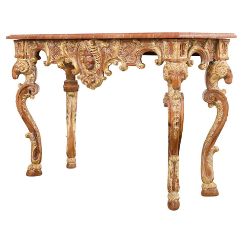 Italian Baroque Style Marble Top Console Table