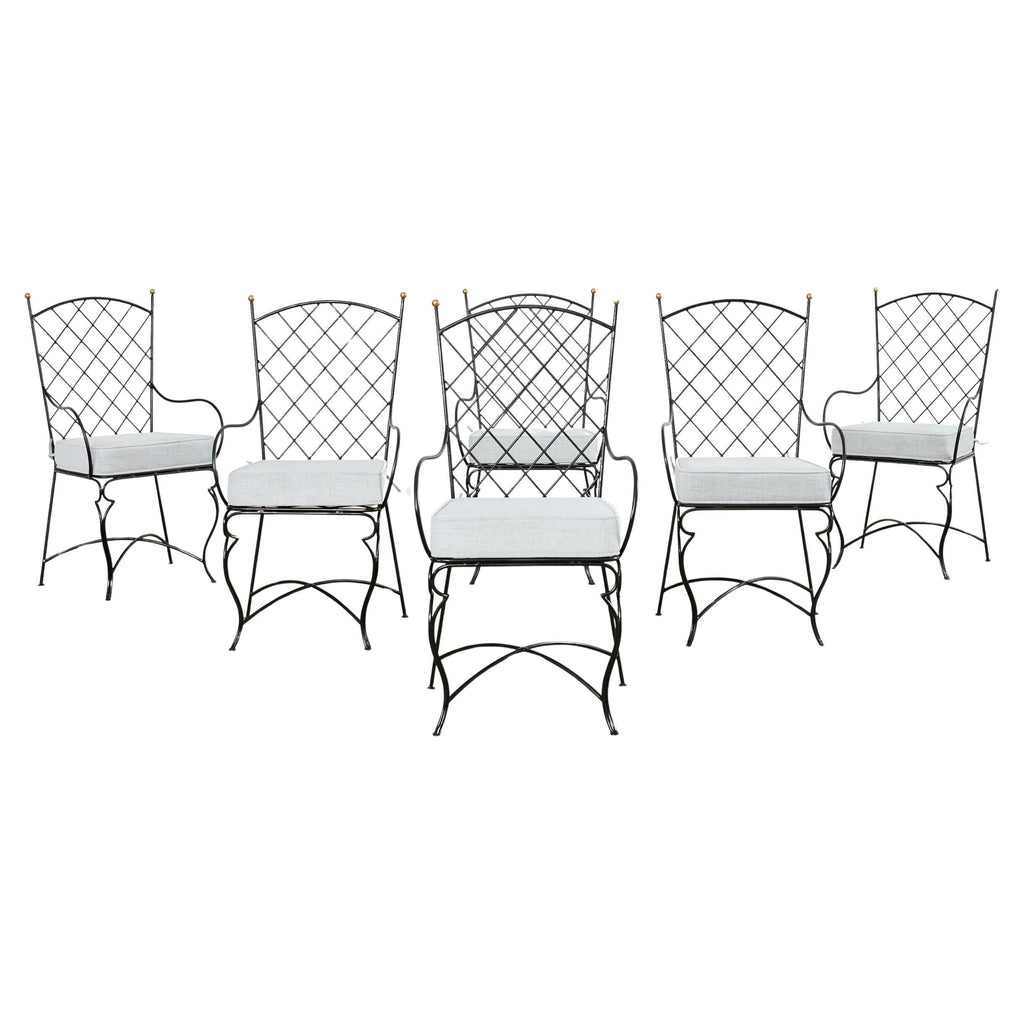 Set of Six Mario Papperzini Style Iron Garden Dining Chairs