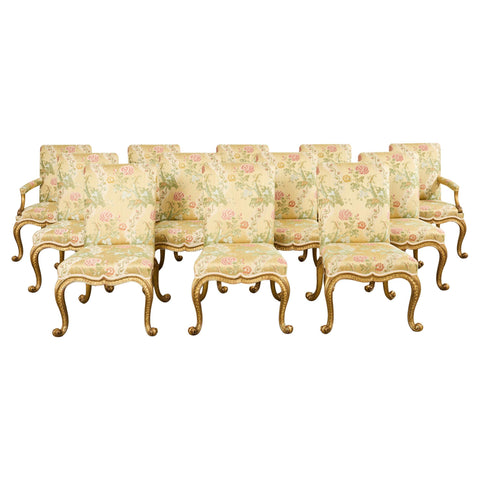 Set of Twelve Rose Tarlow Gold Leaf Kent Dining Chairs