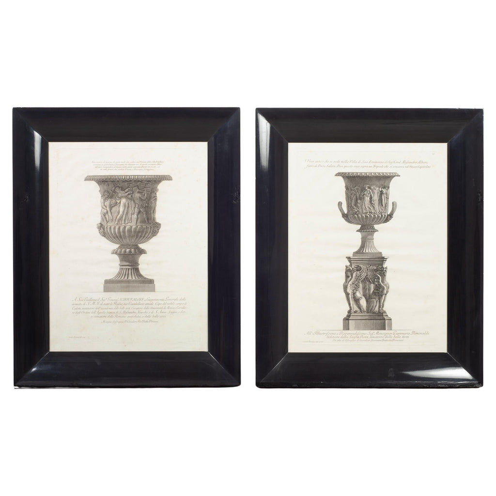 Pair of 18th Century Giovanni Battista Piranesi Framed Urn Engravings
