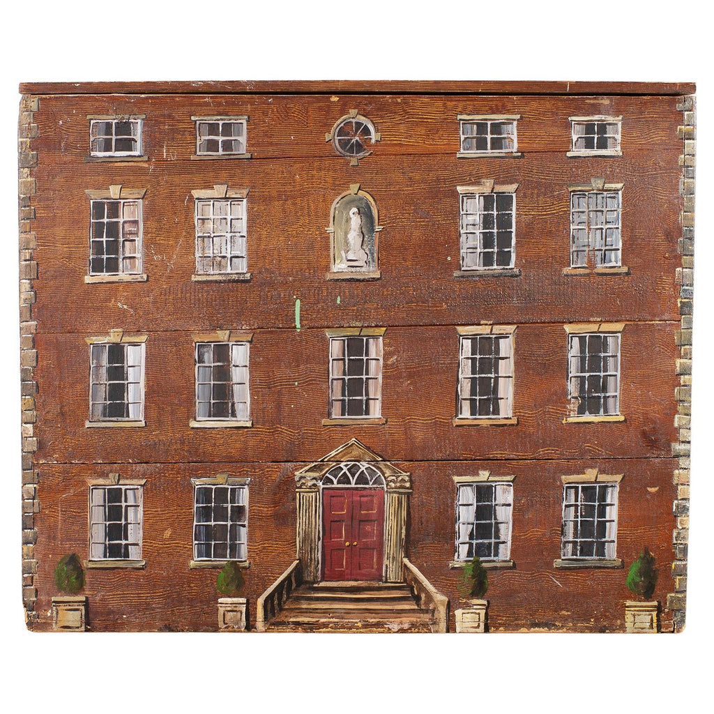Country English Painted Pine Trunk with Georgian House Facade