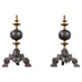 Pair of Dutch Baroque Style Iron Brass Andirons