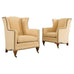 Pair of Henredon Butter Upholstered Wingback Club Chairs