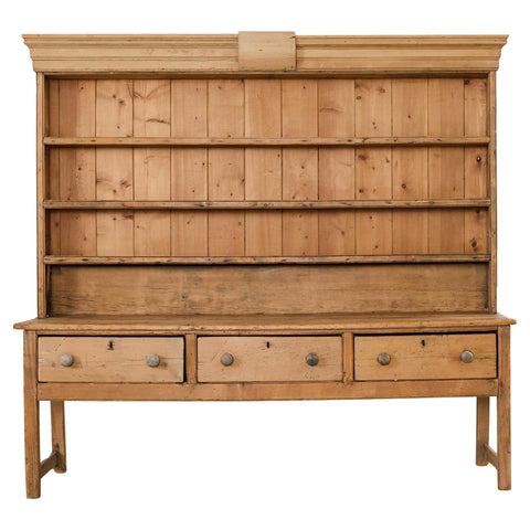 19th Century Country English Farmhouse Pine Kitchen Dresser