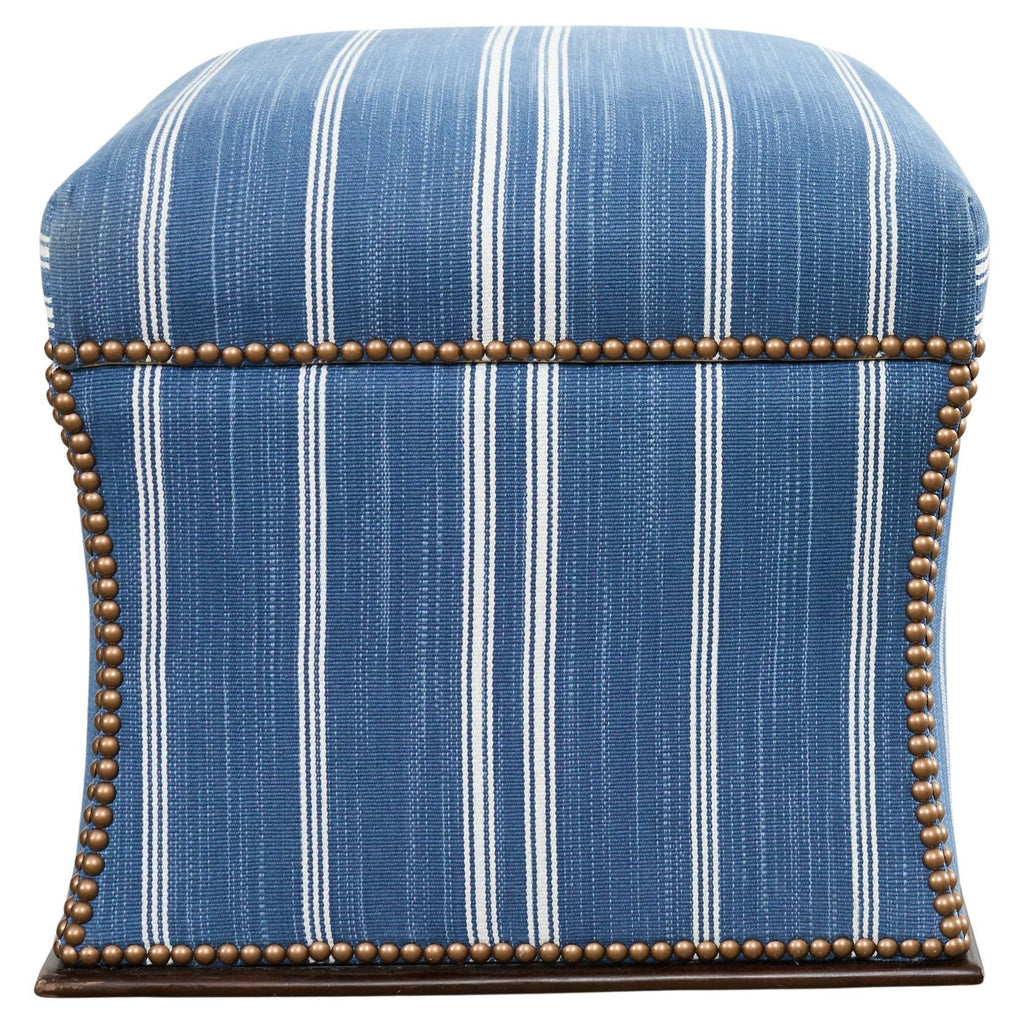 Ralph Lauren 'Florence' Storage Ottoman in Striped Blue Upholstery