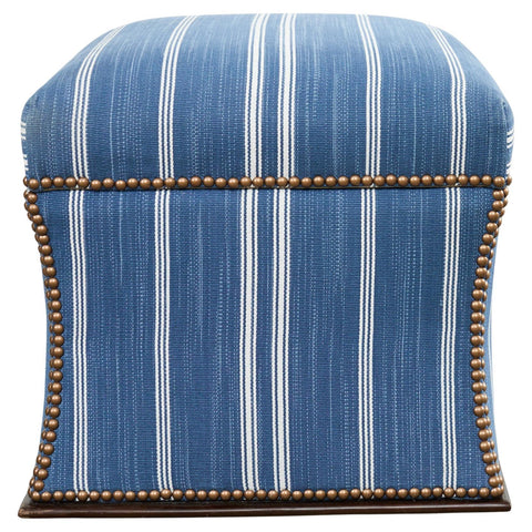 Ralph Lauren 'Florence' Storage Ottoman in Striped Blue Upholstery