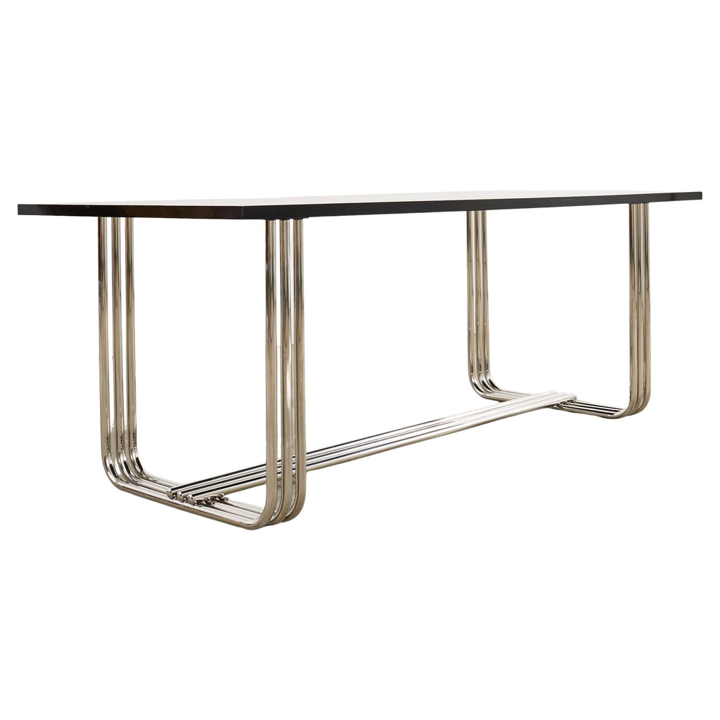 Ralph Lauren Black Lacquer and Chrome Hudson Dining Table