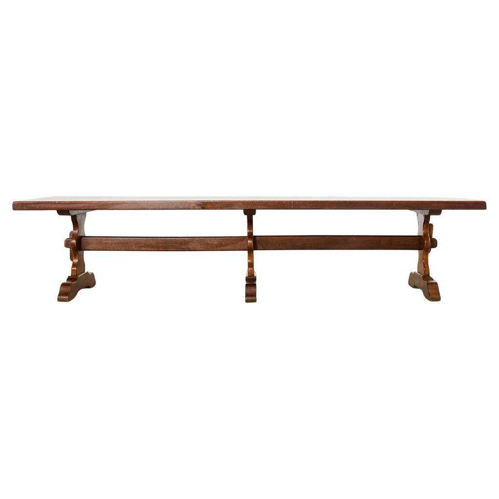 Monumental Country French Oak Farmhouse Triple Pedestal Dining Table