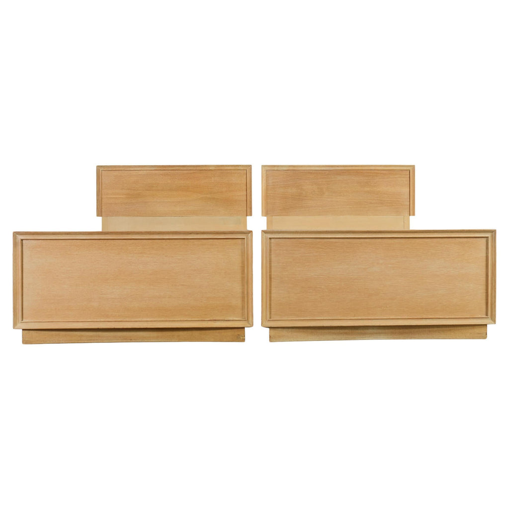 Pair of Twin Scandanivian Modern Style Cerused Oak Beds