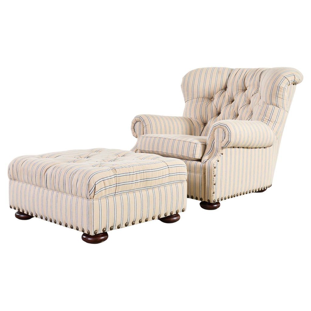 Ralph Lauren Writer’s Chair and Ottoman in Amelot Linen