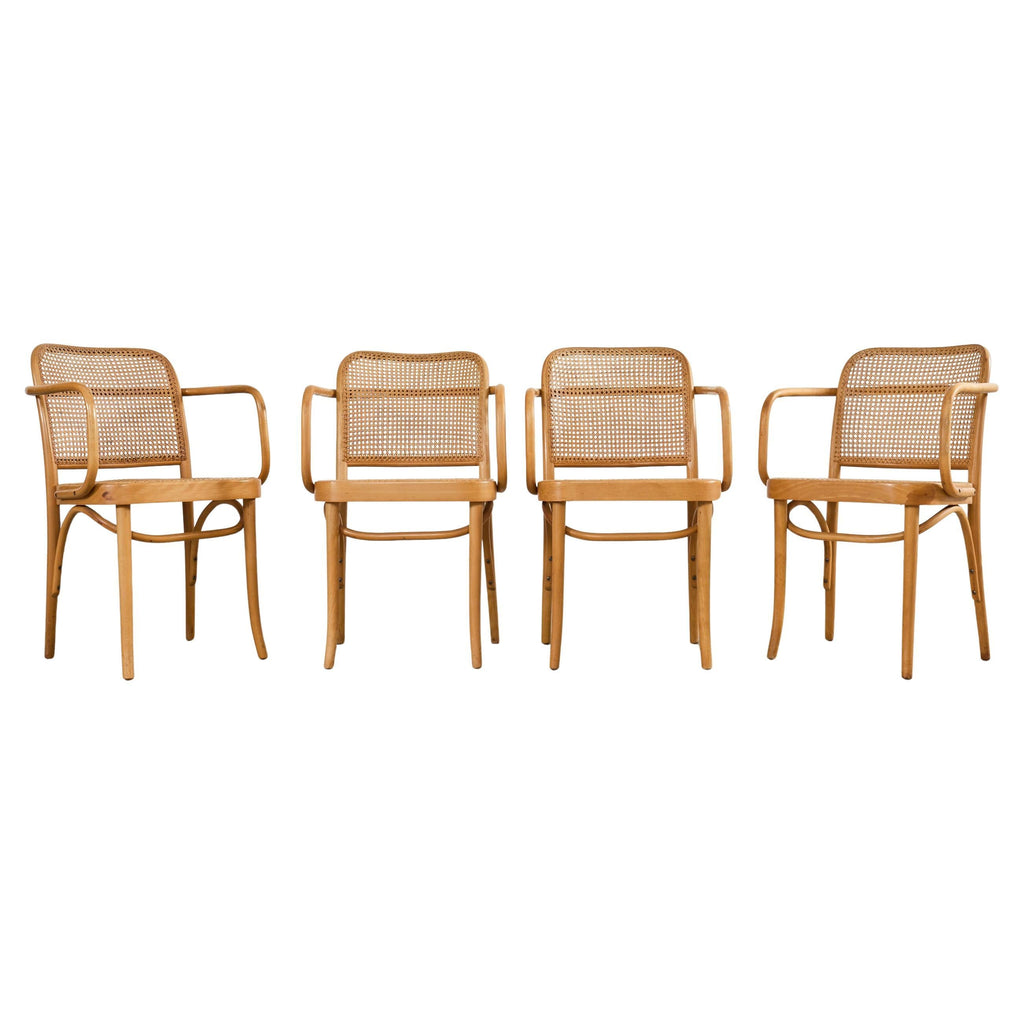 Set of Four Thonet Prague Bentwood Armchairs by Josef Hoffman