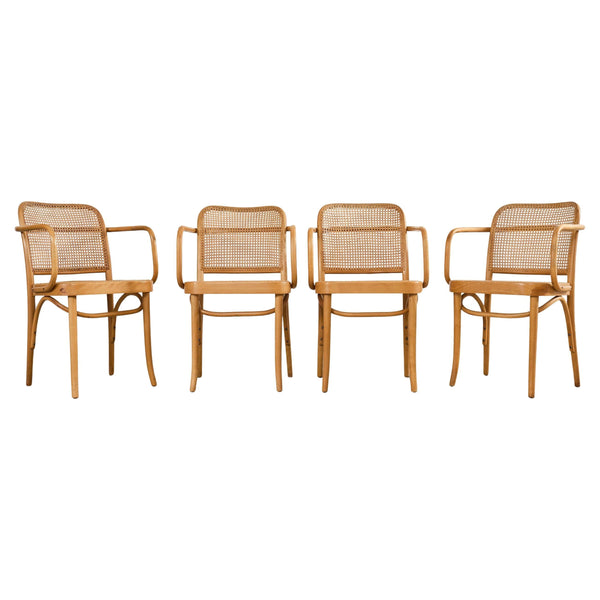 Set of Four Thonet Prague Bentwood Armchairs by Josef Hoffman