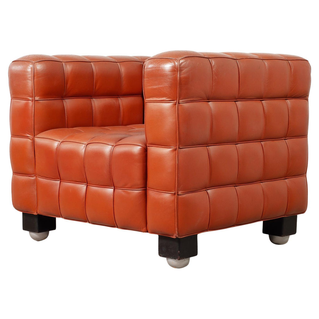 Josef Hoffmann for Wittmann Leather Kubus Armchair Vienna Secession