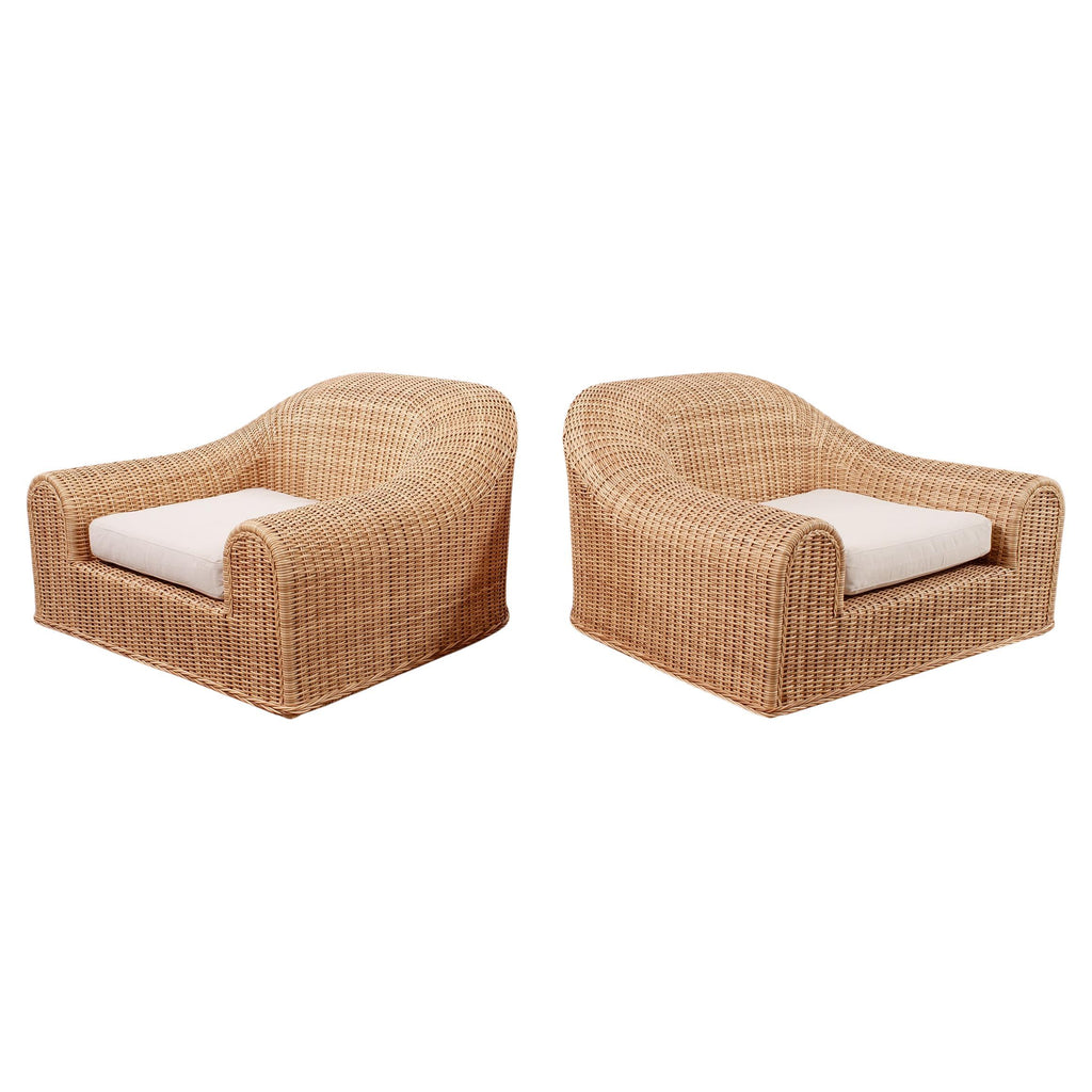 Pair of Michael Taylor Jennifer All-Weather Wicker Lounge Chairs