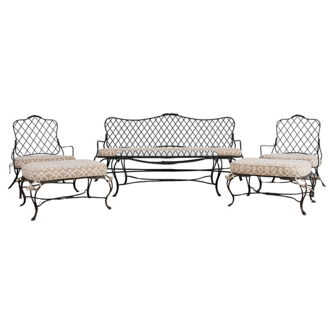 Rose Tarlow Style Iron Twig Garden Six-Piece Patio Suite