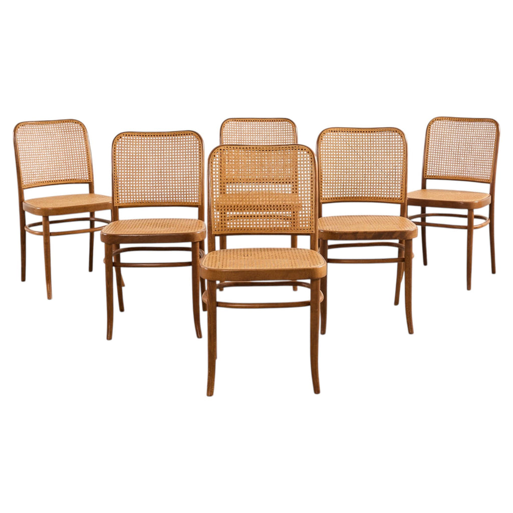 Set of Six Thonet Bentwood Prague Dining Chairs by Josef Hoffmann