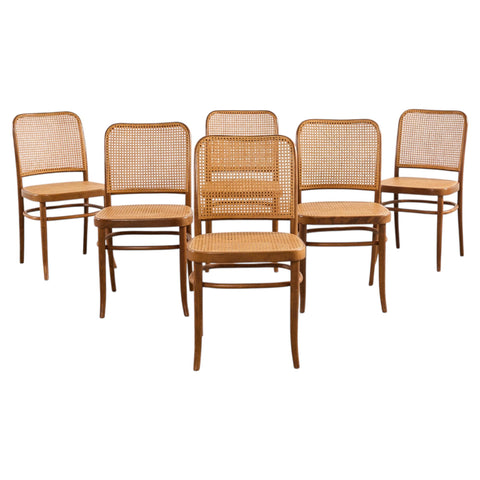 Set of Six Thonet Bentwood Prague Dining Chairs by Josef Hoffmann