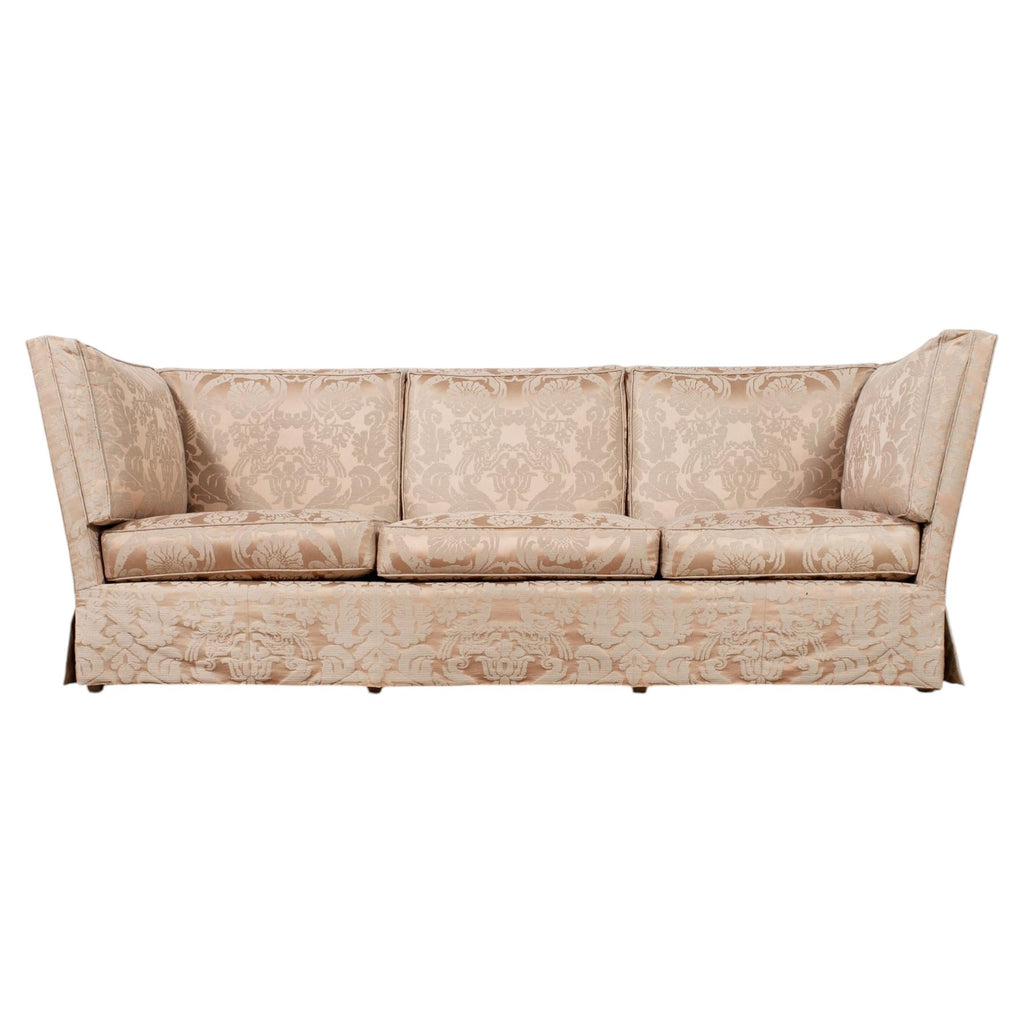 Donghia Shelter-Arm Sofa Fortuny Style Damask Champagne Fabric