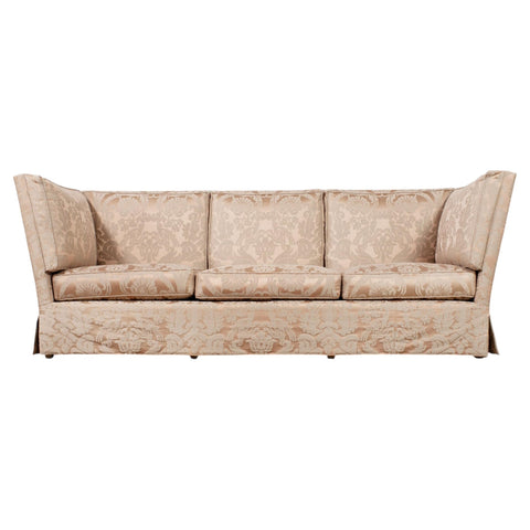 Donghia Shelter-Arm Sofa Fortuny Style Damask Champagne Fabric