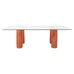 Mario Bellini Colonnato Persian Red Travertine Glass Dining Table