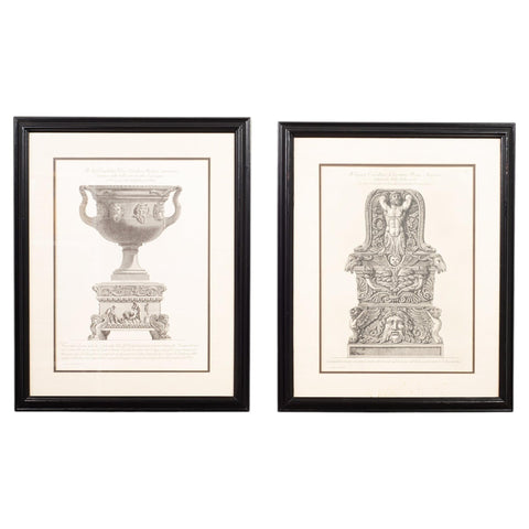 Pair of Neoclassical Framed Prints After Giovanni Battista Piranesi