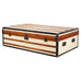 Monumental Canvas and Leather Steamer Trunk Coffee Table 5 Ft.