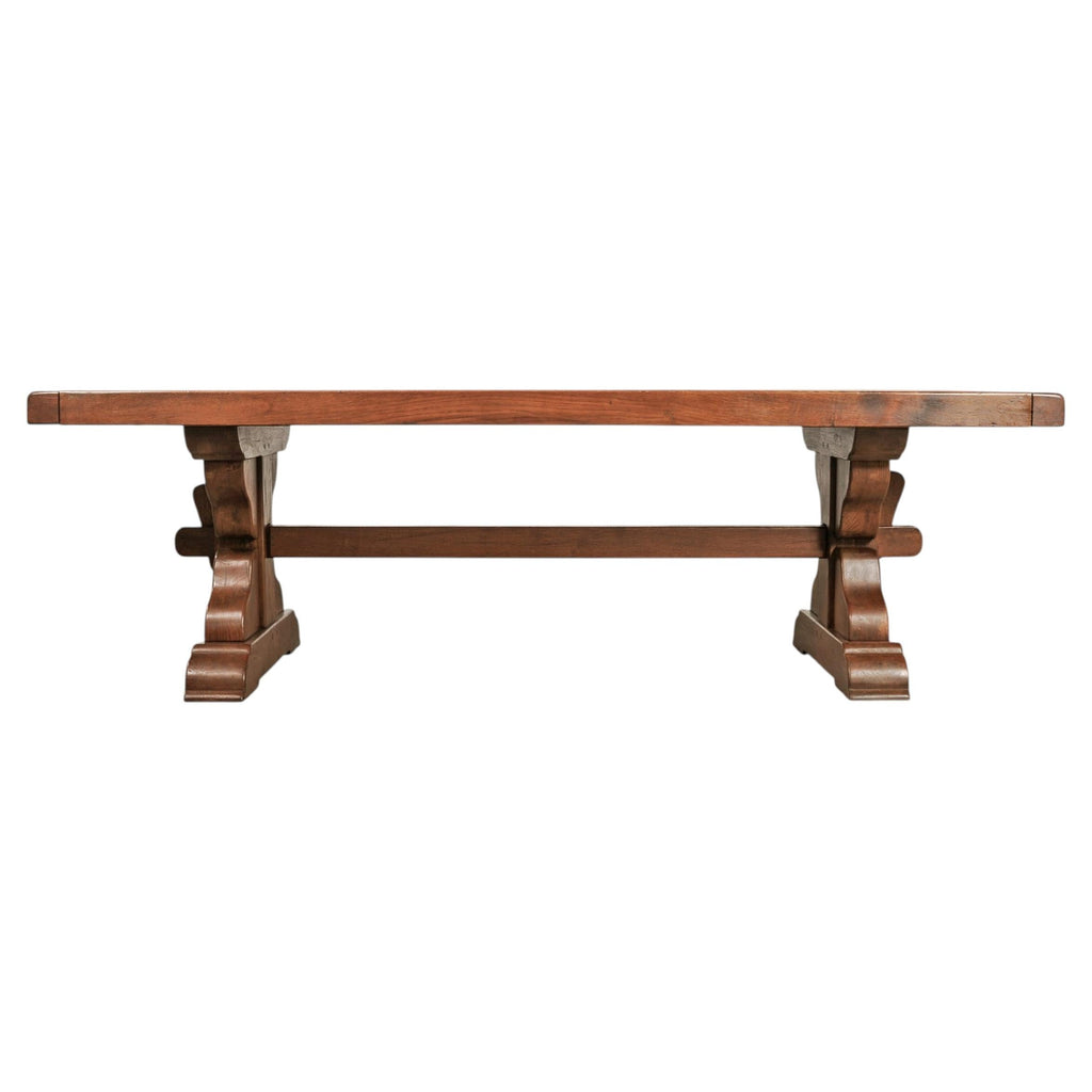 Country French Oak Refectory Farmhouse Trestle Dining Table 8 Ft.