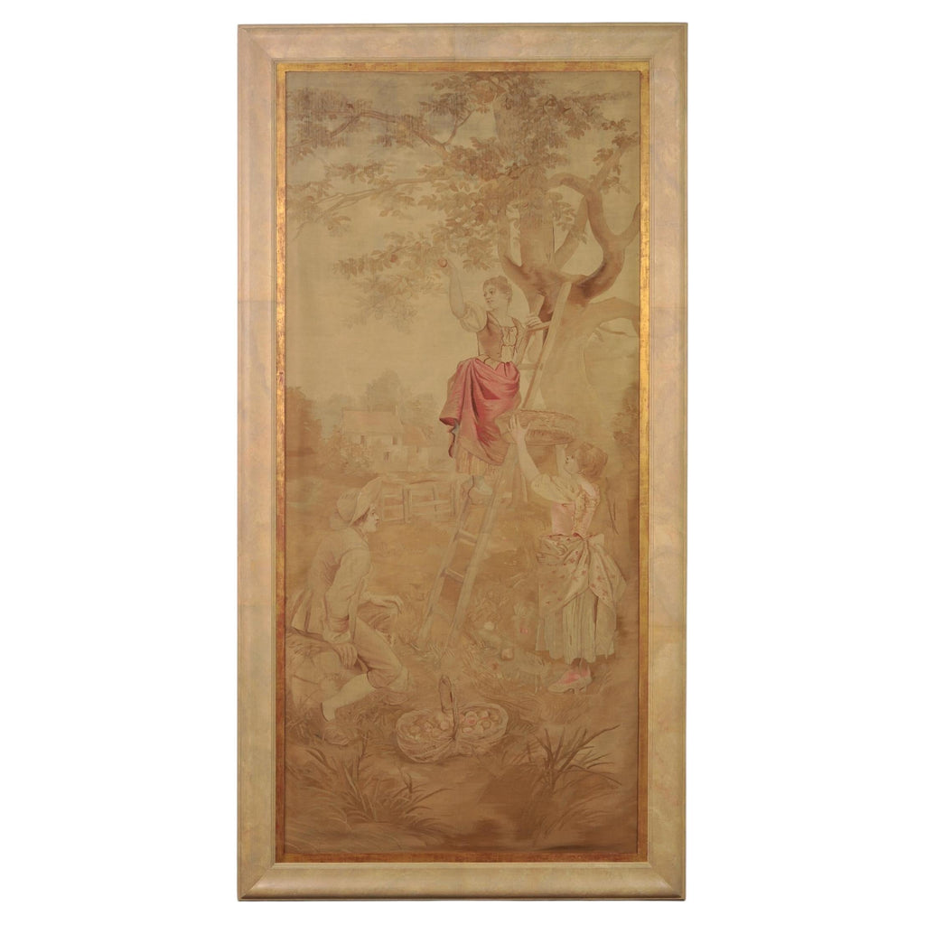 19th Century French Aubusson Harvest Tapestry Framed Panel 9.5 Ft