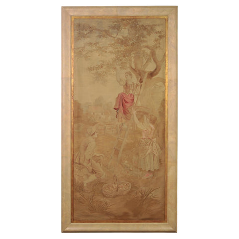 19th Century French Aubusson Harvest Tapestry Framed Panel 9.5 Ft
